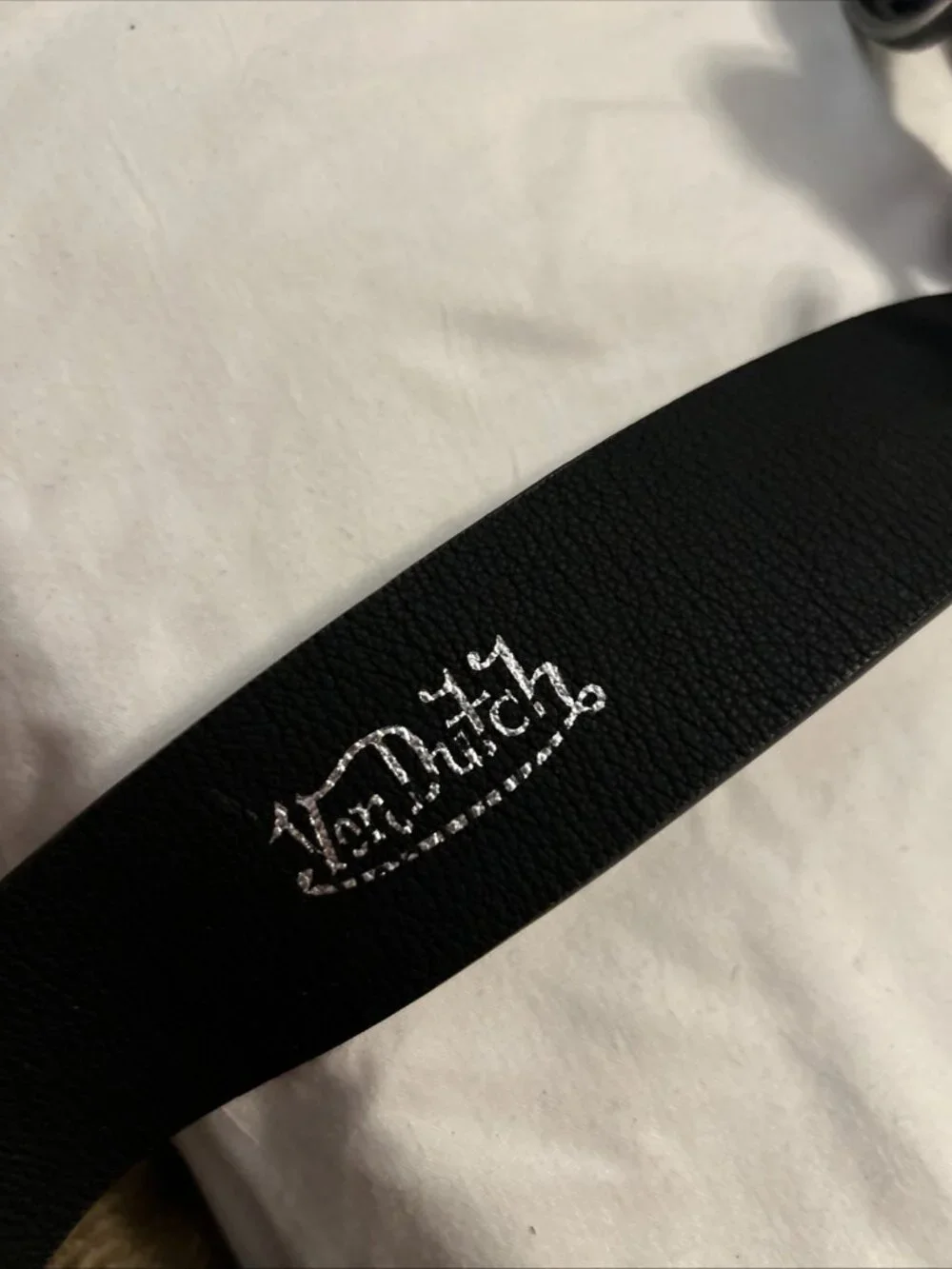 Von Dutch Originals Men's Black Belt Size 38 Adjustable Buckle Blk Silve